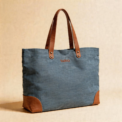 Lacivert Mumlu Kanvas Tote Bag