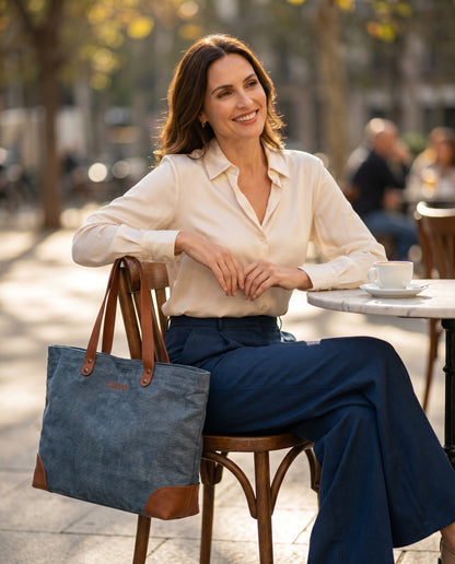 Lacivert Mumlu Kanvas Tote Bag