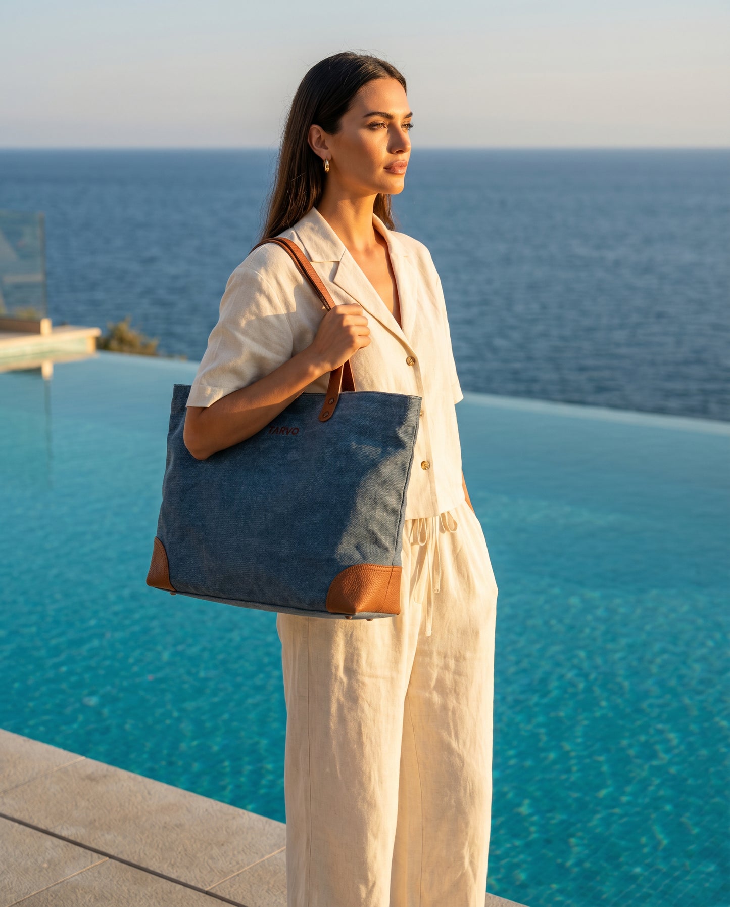 Lacivert Mumlu Kanvas Tote Bag